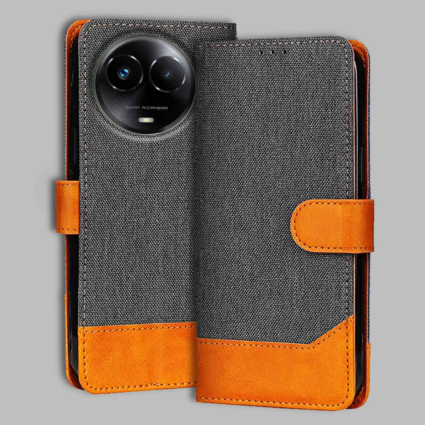Accesorios Realme C67 5G denim flip cover – Grey – Image 1 #color_