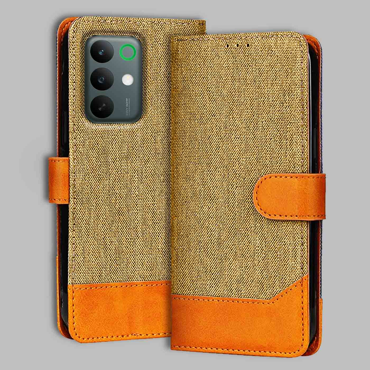 Accesorios Realme C85 5G denim flip cover – Light Brown – Image 1 #color_light b