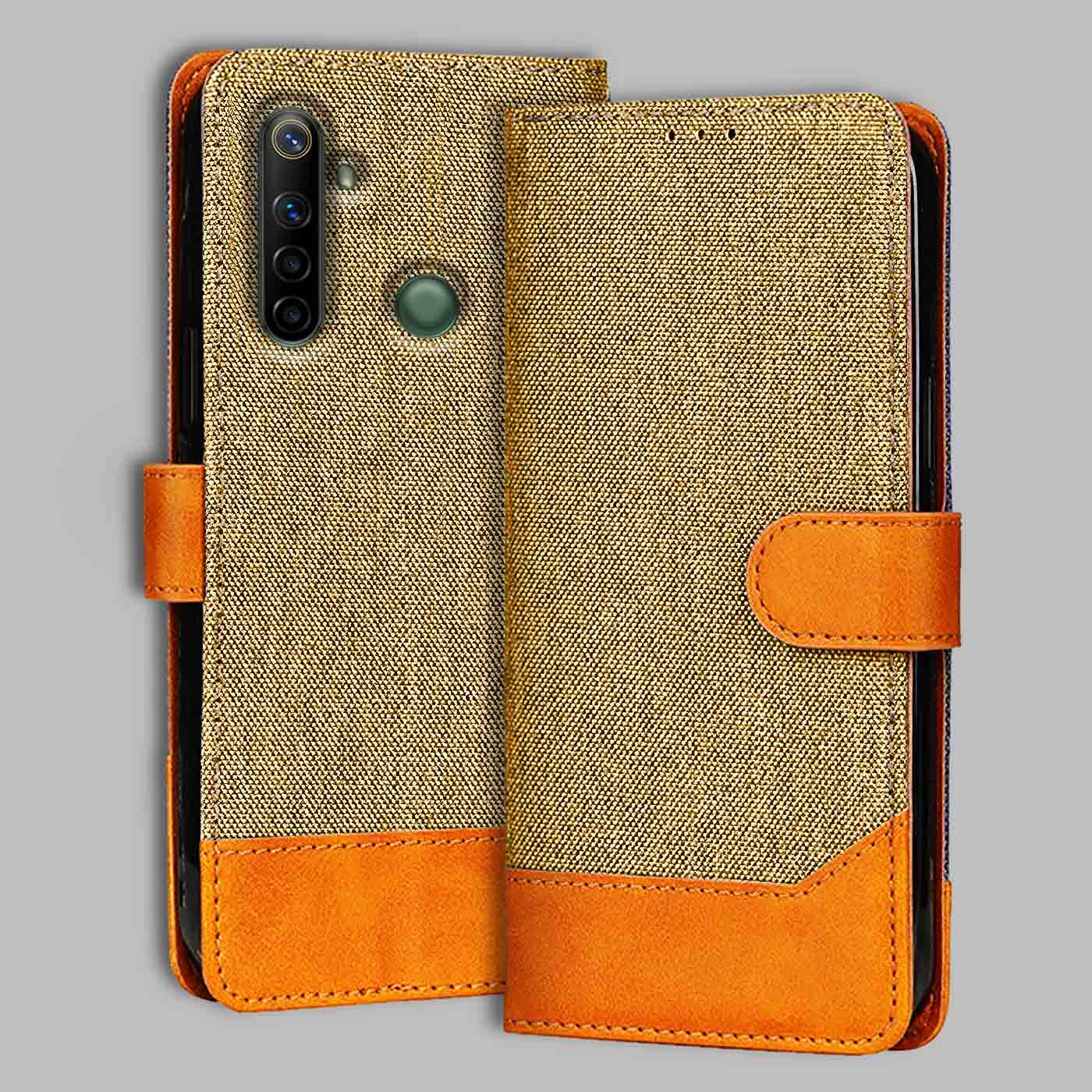 Accesorios Realme Narzo 10 denim flip cover – Light Brown – Image 1 #color_light b