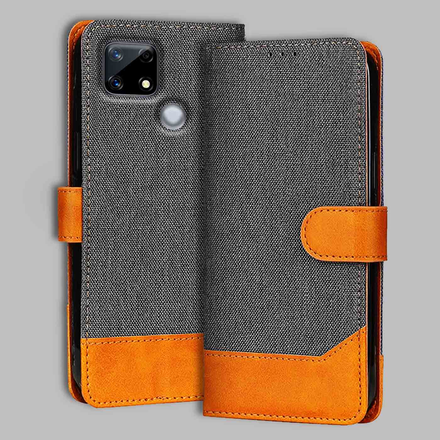 Accesorios Realme Narzo 20 denim flip cover – Grey – Image 1 #color_