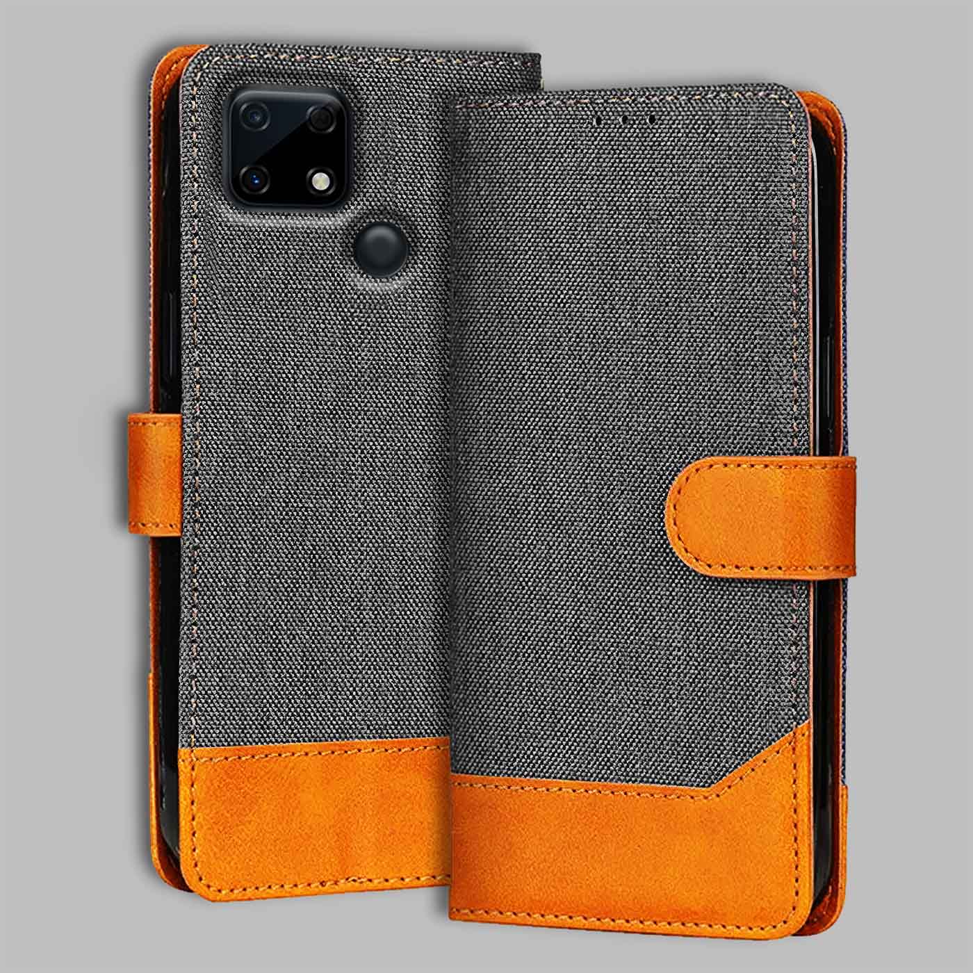 Accesorios Realme Narzo 30A denim flip cover – Grey – Image 1 #color_