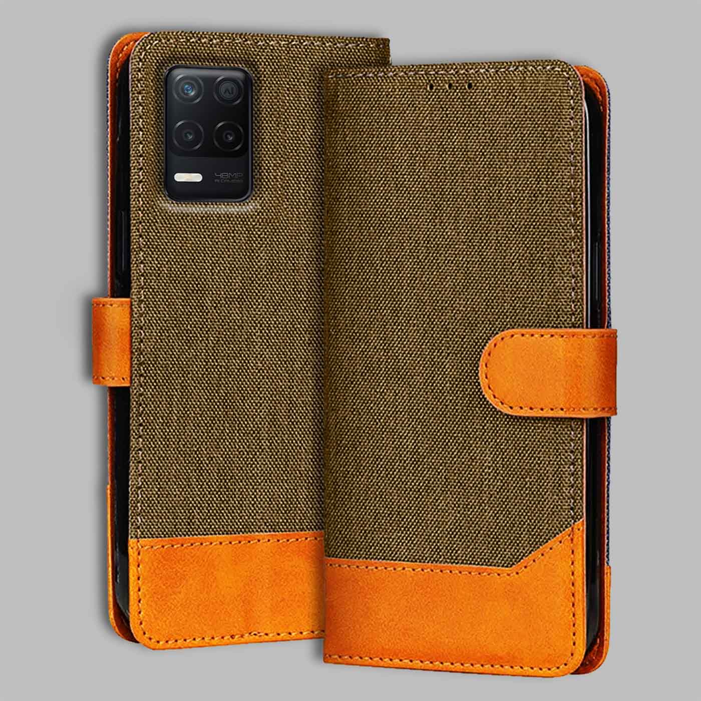 Accesorios Realme Narzo 30 5G denim flip cover – Dark Brown – Image 1 #color_dark b