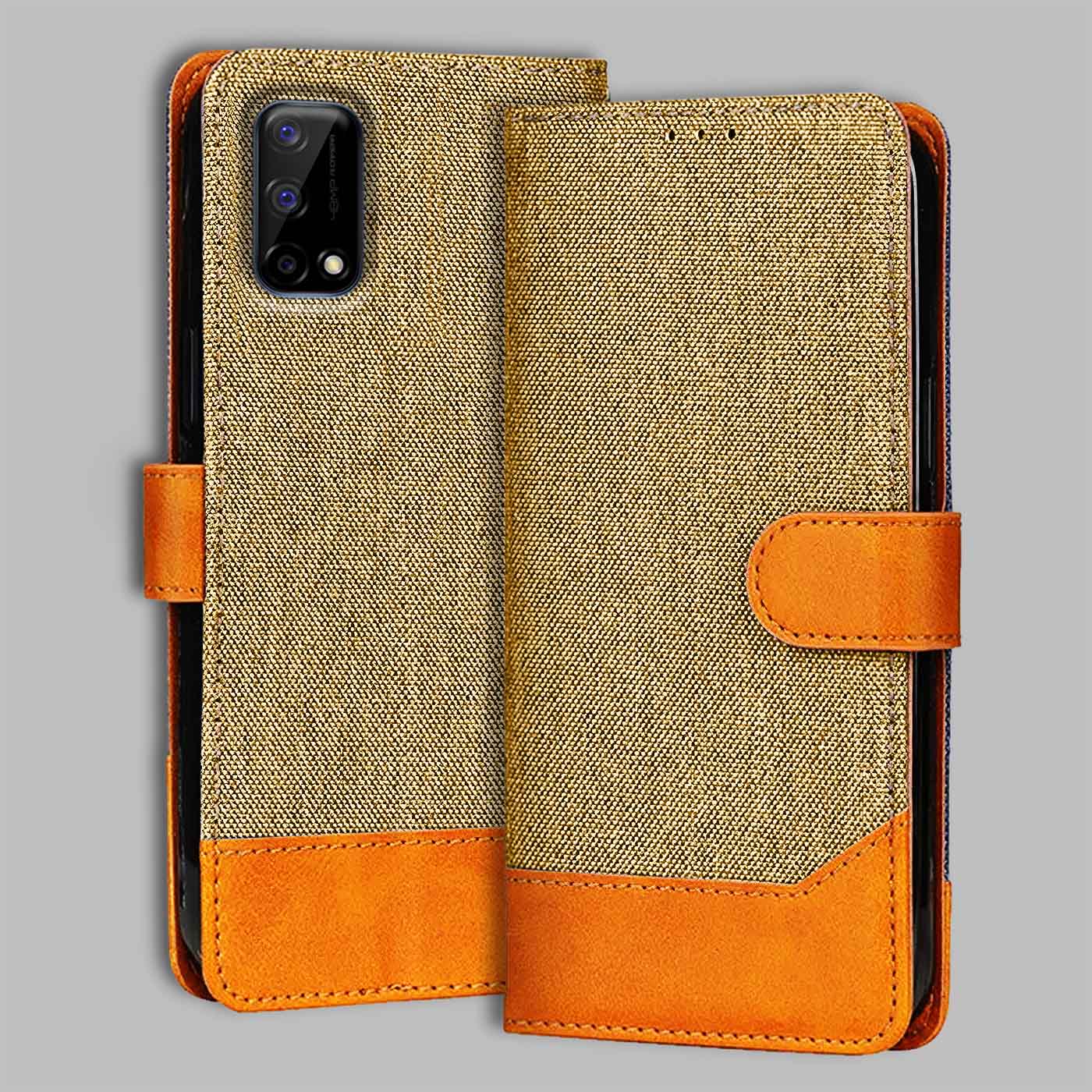 Accesorios Realme Narzo 30 Pro denim flip cover – Light Brown – Image 1 #color_light b