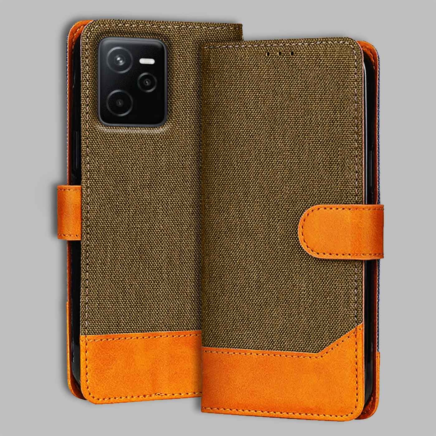 Accesorios Realme Narzo 50A Prime denim flip cover – Dark Brown – Image 1 #color_dark b