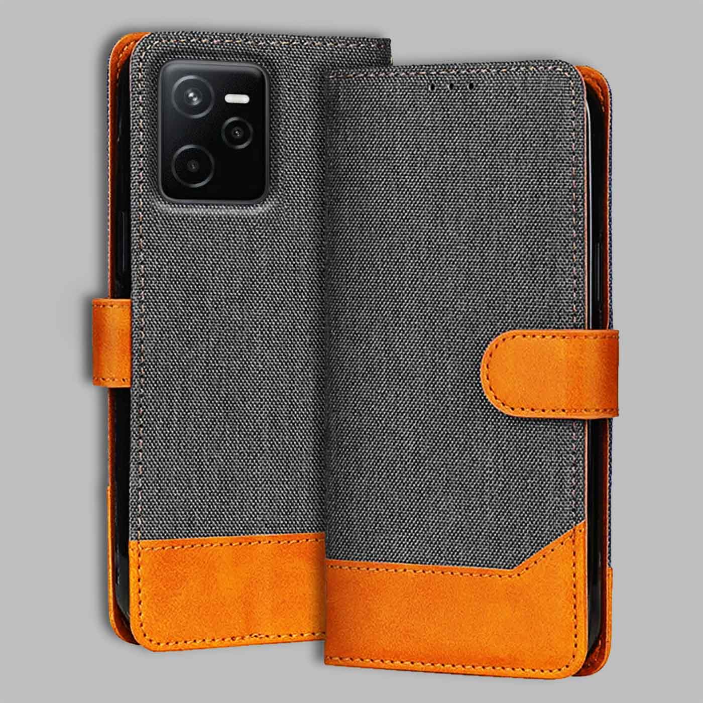 Accesorios Realme Narzo 50A Prime denim flip cover – Grey – Image 1 #color_