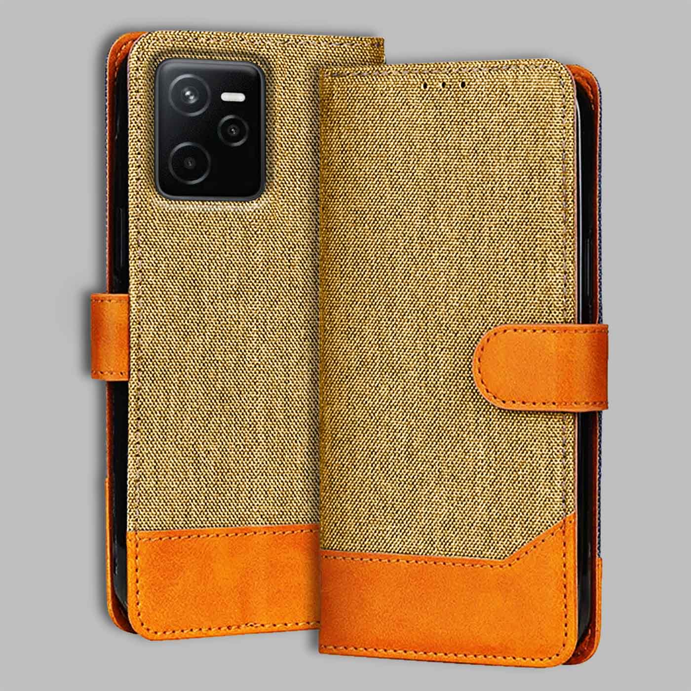 Accesorios Realme Narzo 50A Prime denim flip cover – Light Brown – Image 1 #color_light b