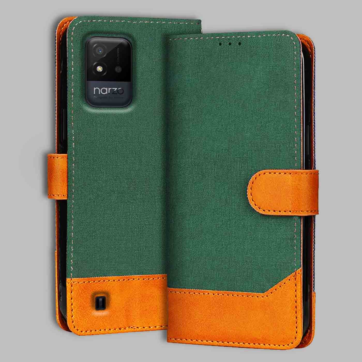 Accesorios Realme Narzo 50I denim flip cover – Green – Image 1 #color_g