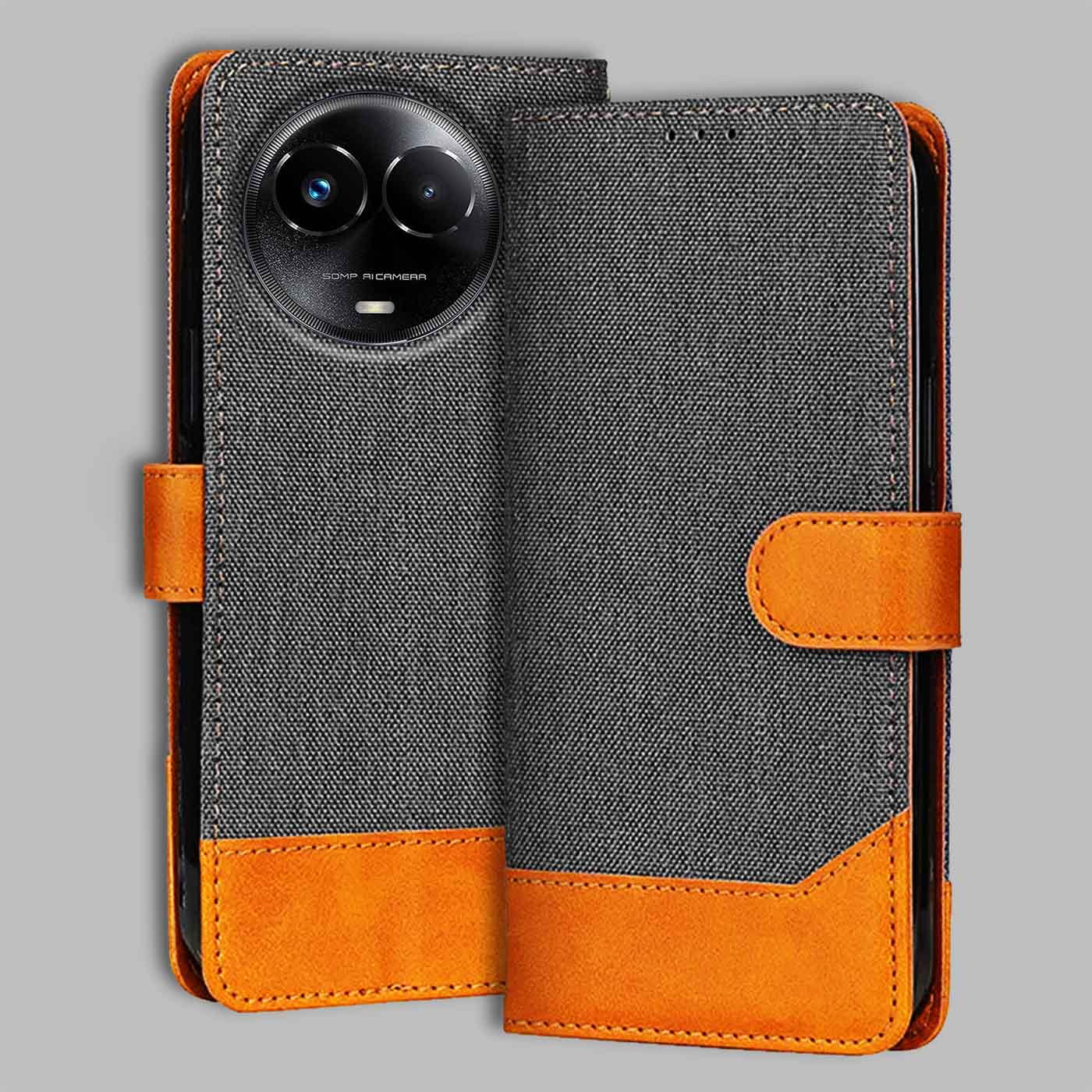 Accesorios Realme Narzo 60X 5G denim flip cover – Grey – Image 1 #color_