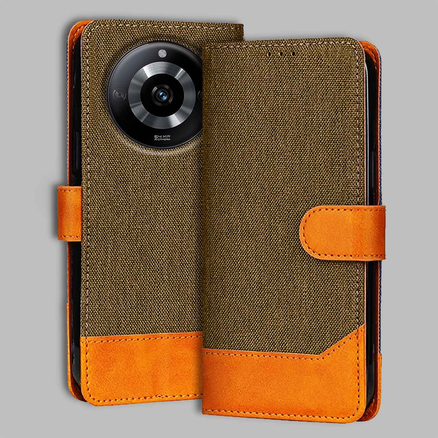 Accesorios Realme Narzo 60 5G denim flip cover – Dark Brown – Image 1 #color_dark b