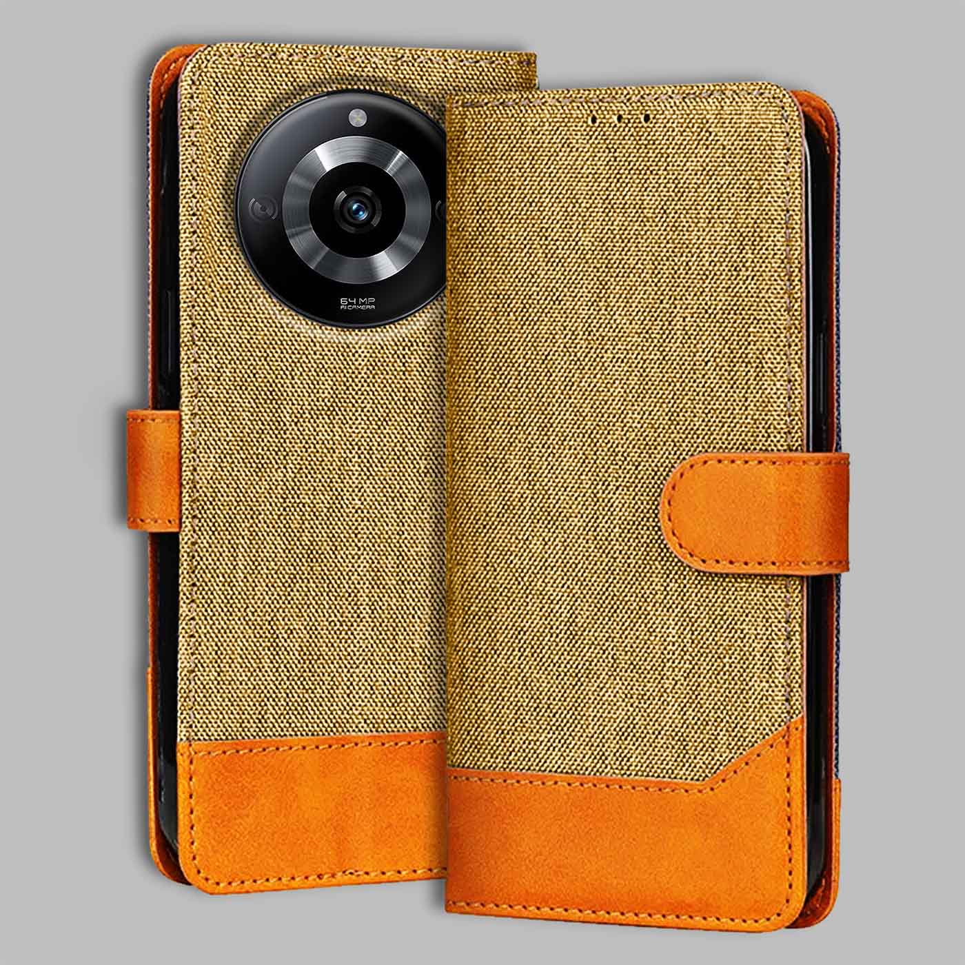 Accesorios Realme Narzo 60 5G denim flip cover – Light Brown – Image 1 #color_light b