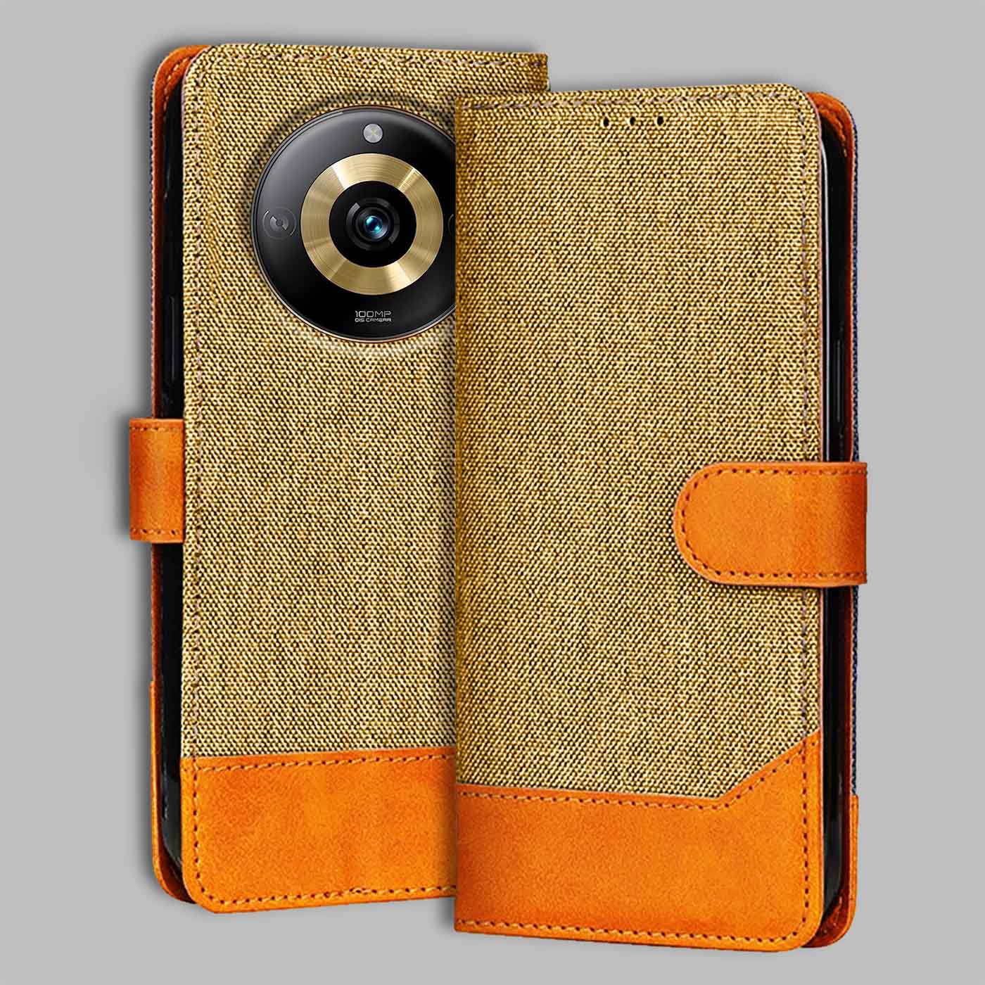 Accesorios Realme Narzo 60 Pro 5G denim flip cover – Light Brown – Image 1 #color_light b