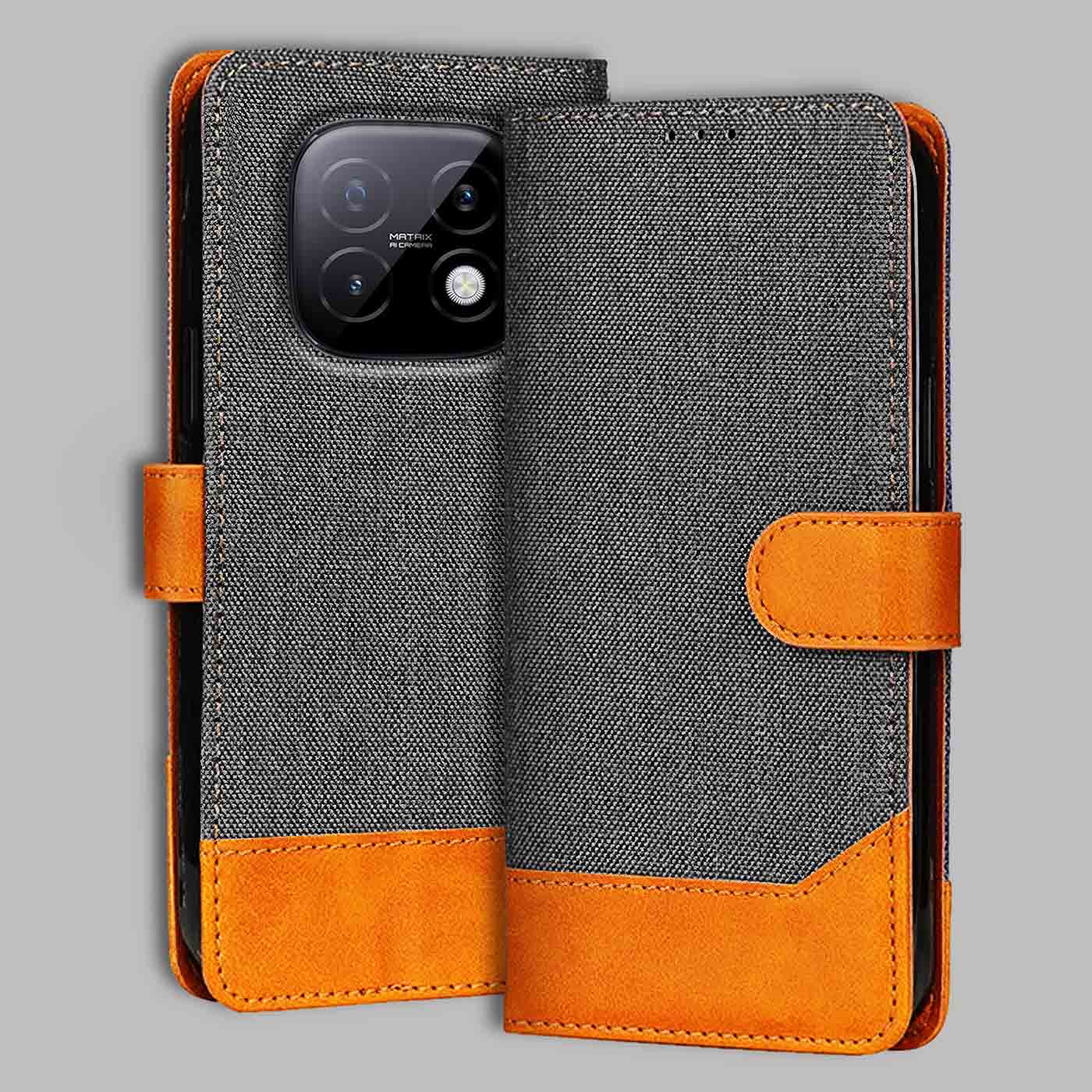 Accesorios Realme Narzo 70 Turbo denim flip cover – Grey – Image 1 #color_