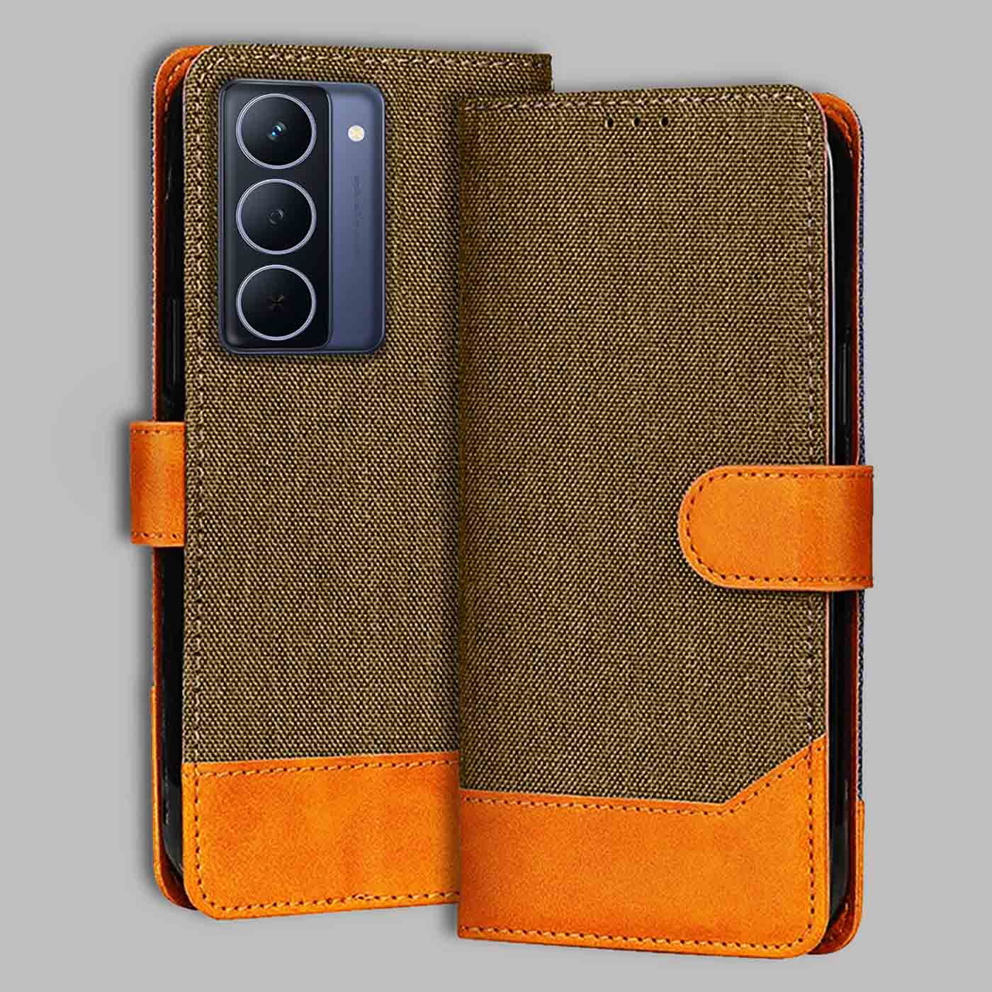 Accesorios Realme Narzo 80X 5G denim flip cover – Dark Brown – Image 1 #color_dark b