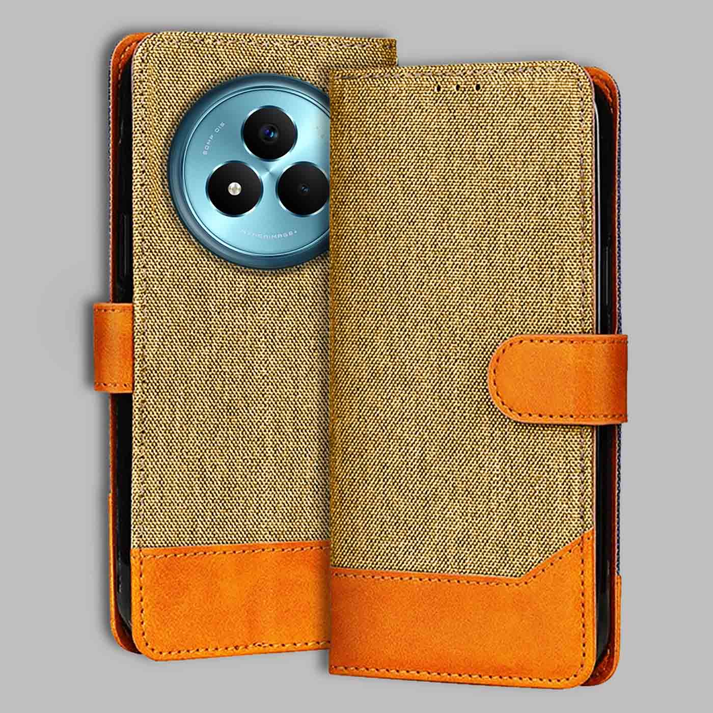 Accesorios Realme Narzo 80 Pro 5G denim flip cover – Light Brown – Image 1 #color_light b