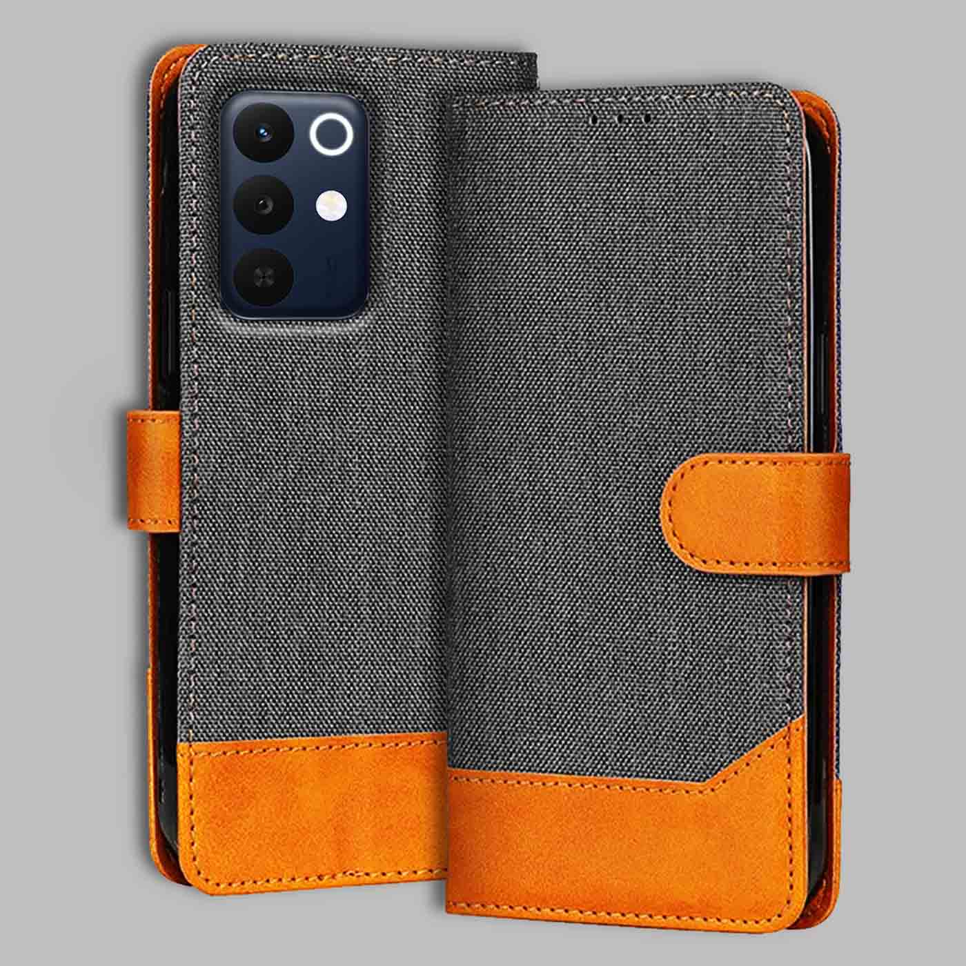Realme Narzo 90X 5G flip cover in Grey — front view by Accesorios