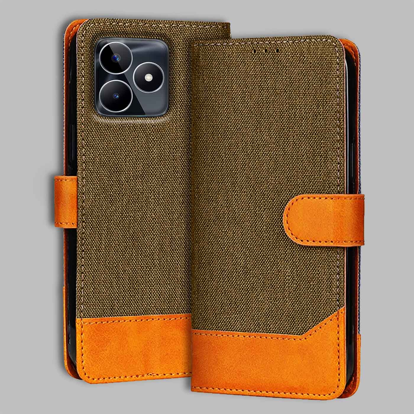 Accesorios Realme Narzo N53 5G denim flip cover – Dark Brown – Image 1 #color_dark b