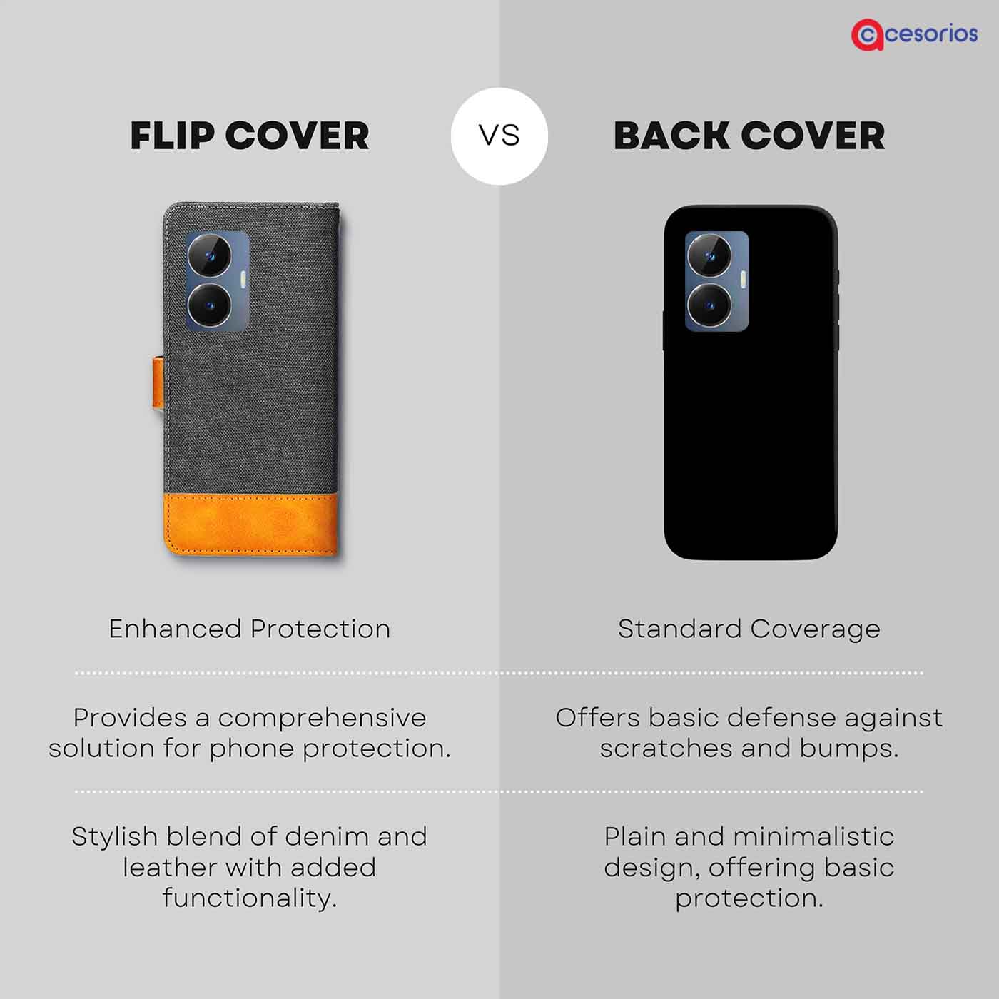 Accesorios Realme Narzo N55 5G denim flip cover – Grey – Image 8 #color_