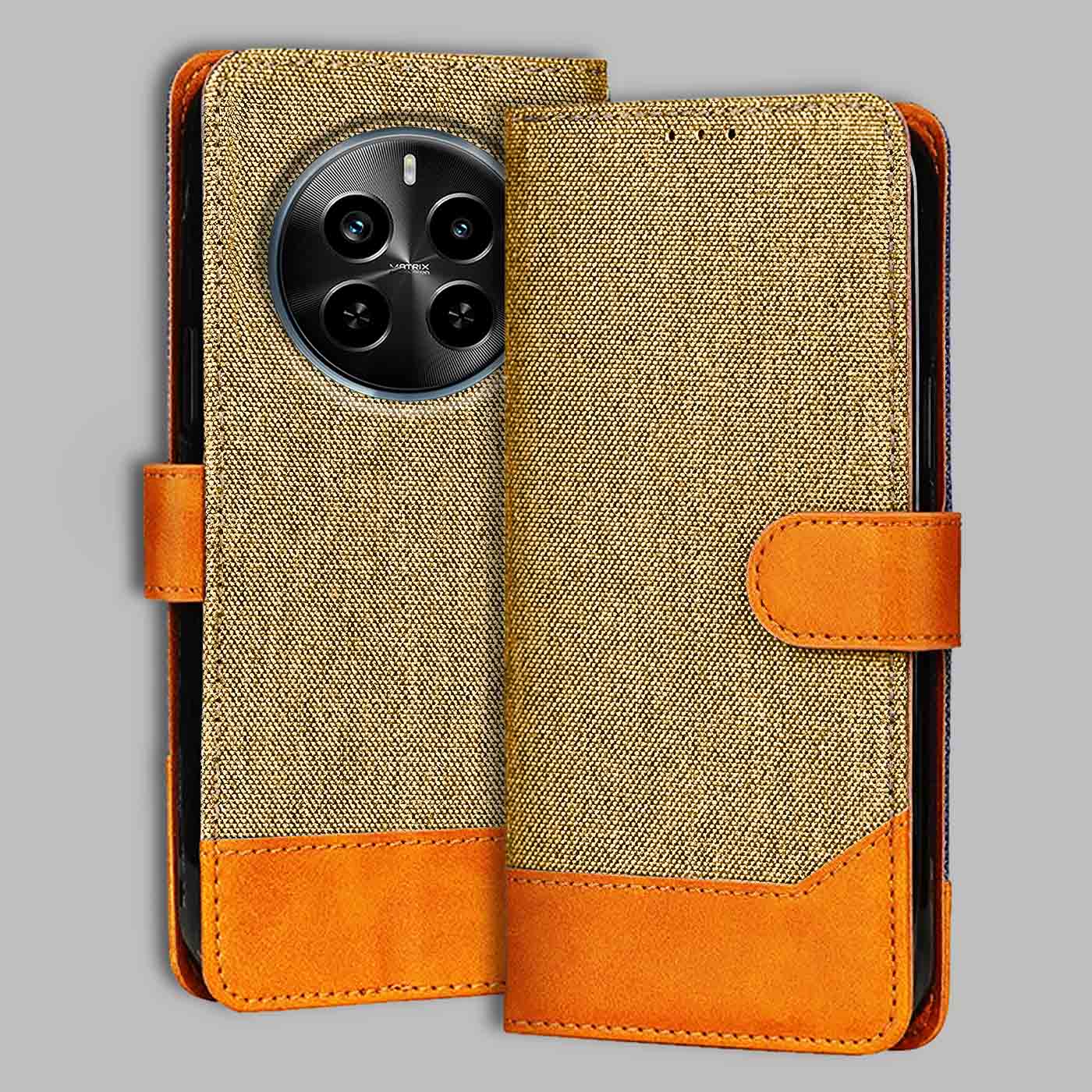 Accesorios Realme P1 Pro 5G denim flip cover – Light Brown – Image 1 #color_light b