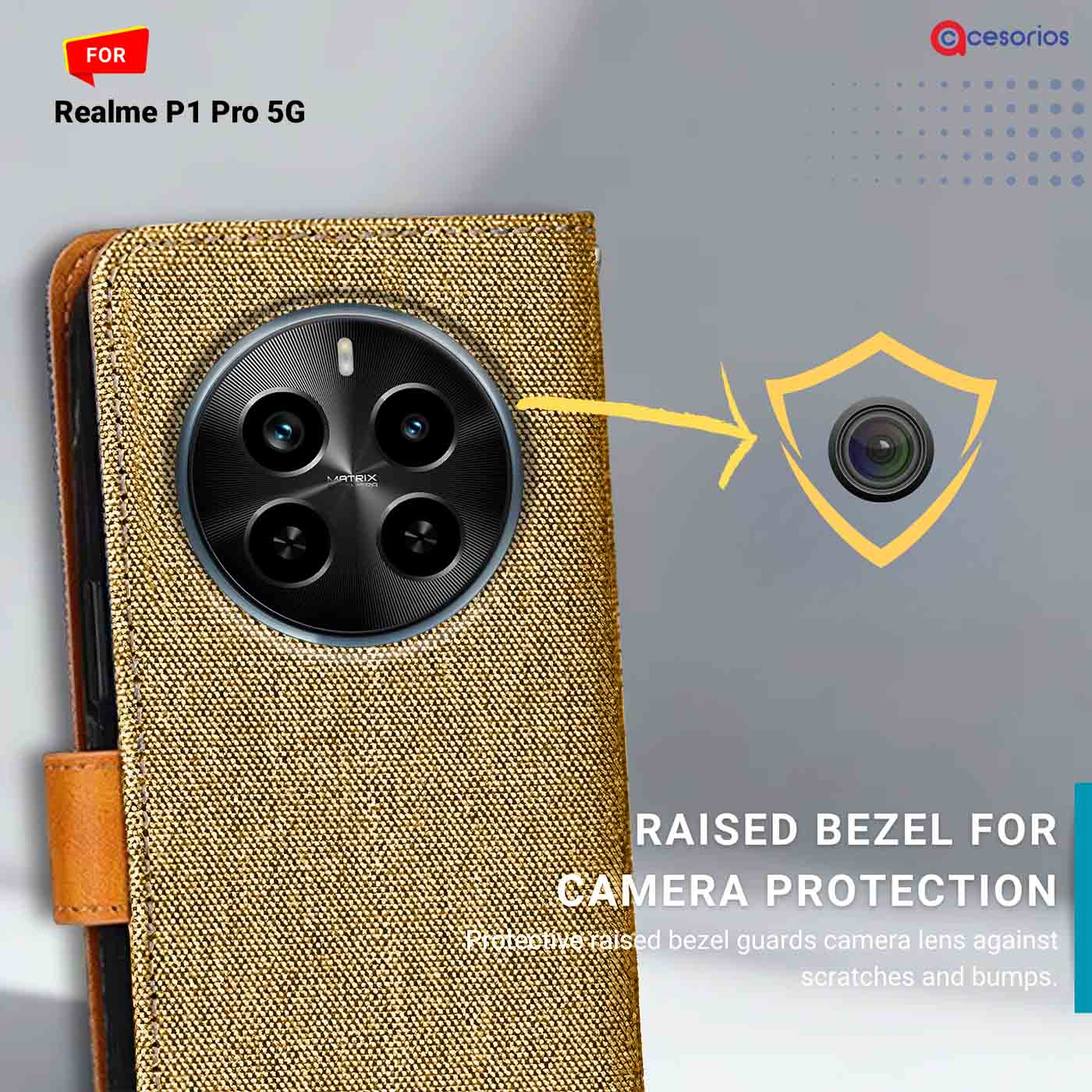 Accesorios Realme P1 Pro 5G denim flip cover – Light Brown – Image 2 #color_light b