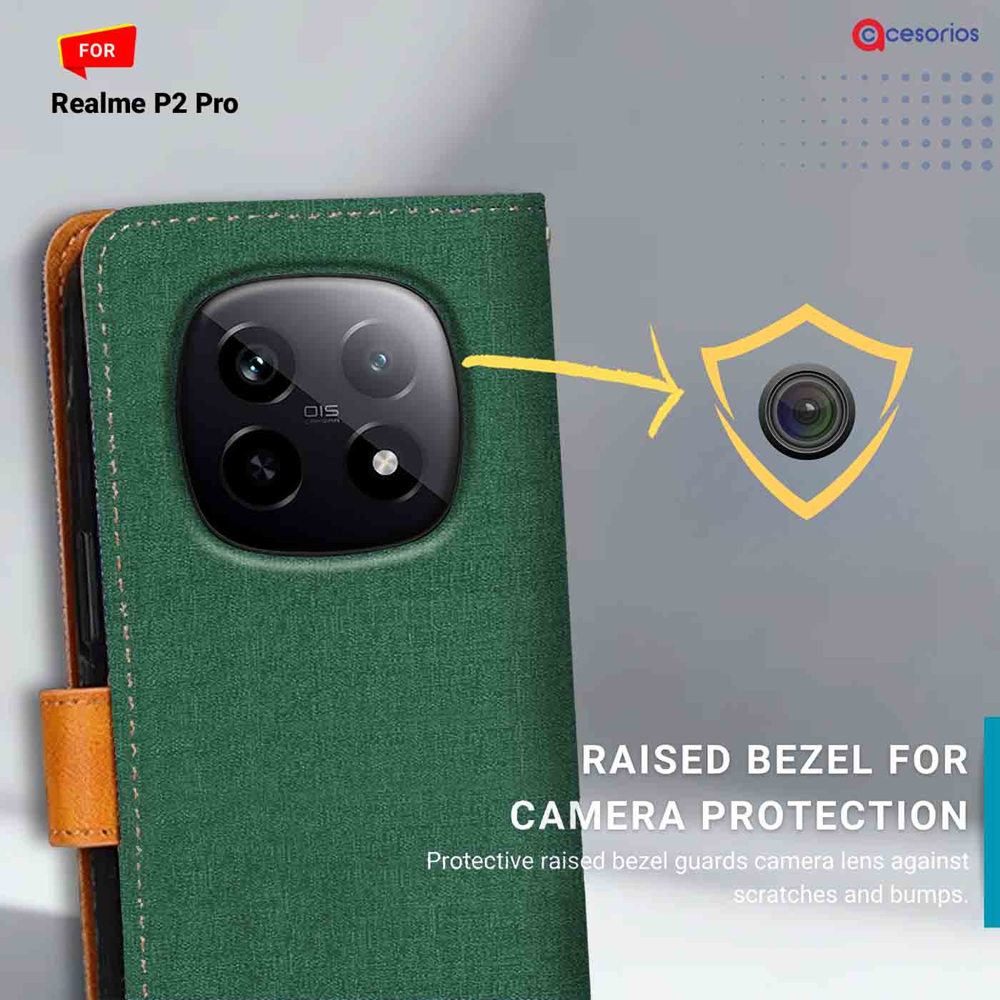 Canvas & Suede back panel — Realme P2 Pro in Green mobile case