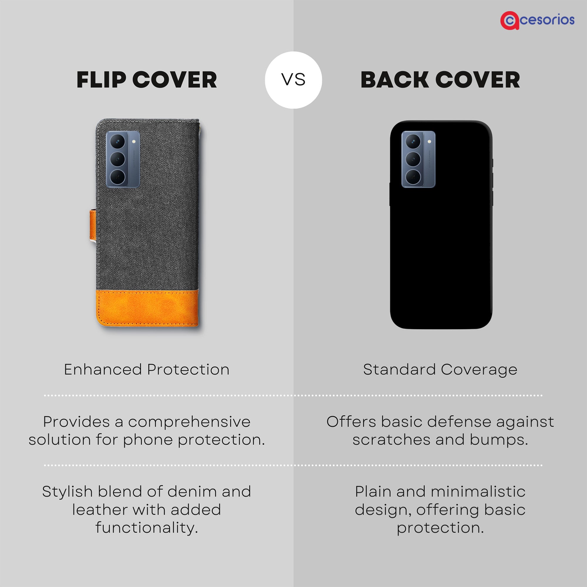 Accesorios Realme P3X 5G denim flip cover – Grey – Image 8 #color_grey