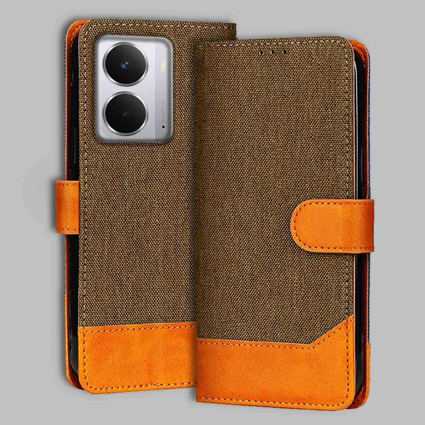 Accesorios Realme P3 5G denim flip cover – Dark Brown – Image 1 #color_dark b