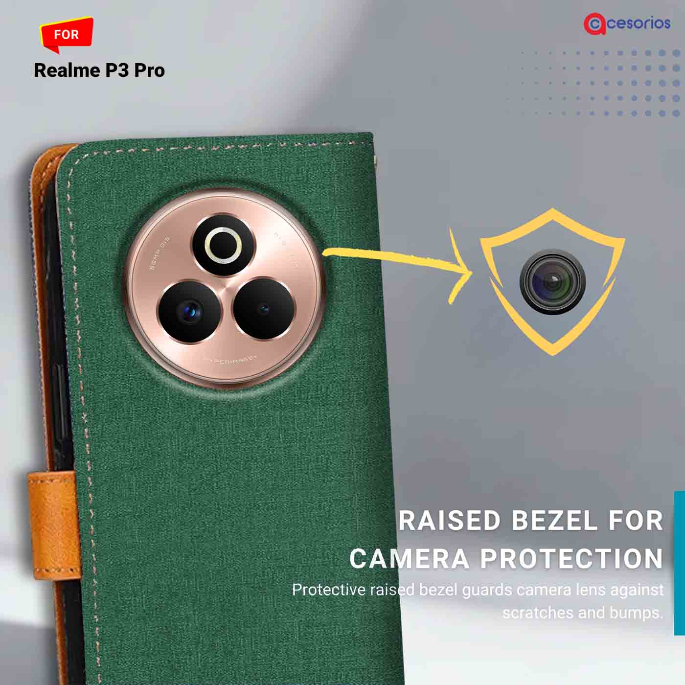 Canvas & Suede back panel — Realme P3 Pro 5G in Green mobile case
