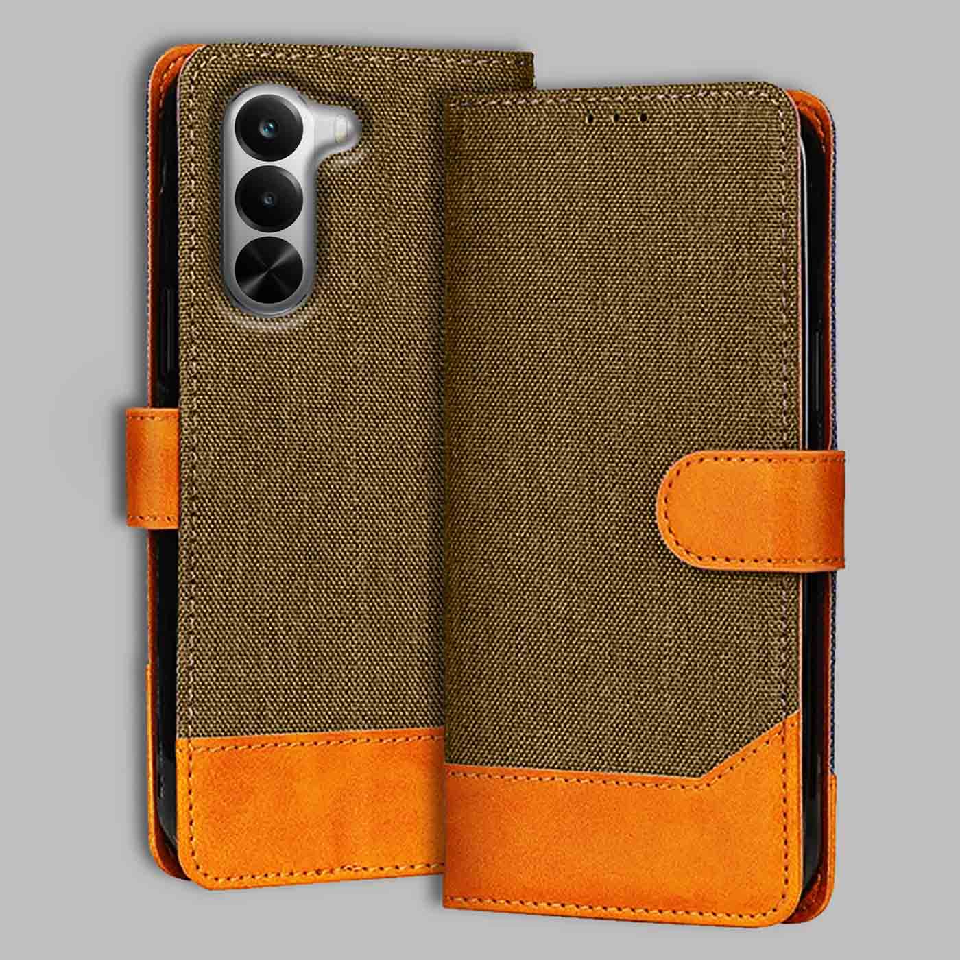 Realme P4X 5G flip cover in Brown — front view by Accesorios