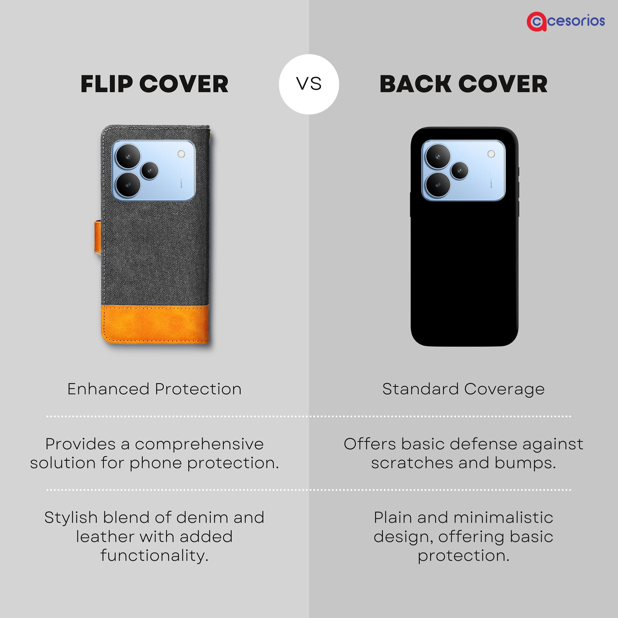 Accesorios Realme P4 5G denim flip cover – Grey – Image 8 #color_