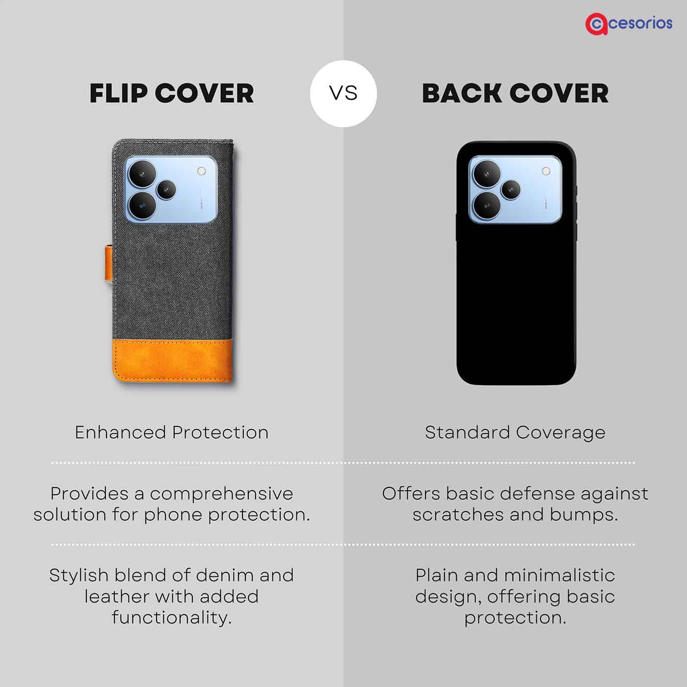 Accesorios Realme P4 5G denim flip cover – Grey – Image 8 #color_