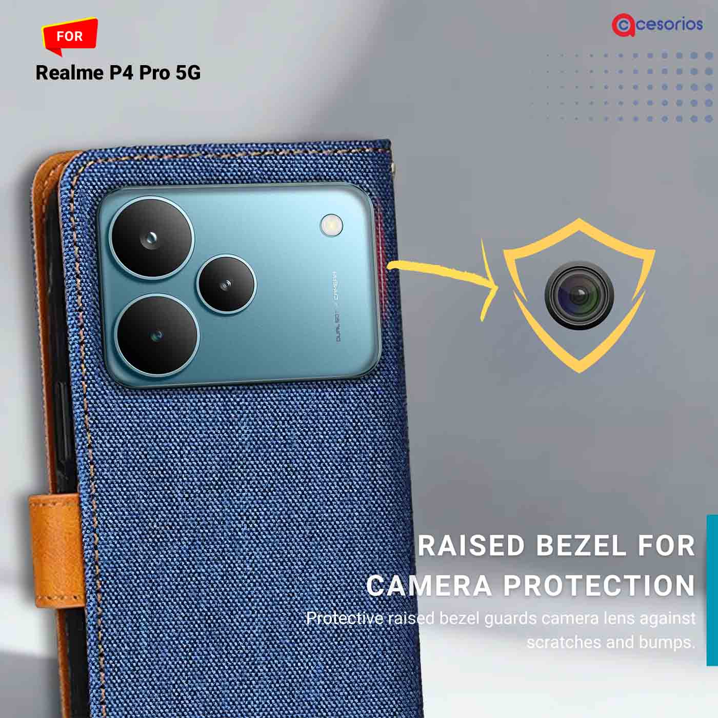 Accesorios Realme P4 Pro 5G denim flip cover – Blue – Image 2 #color_