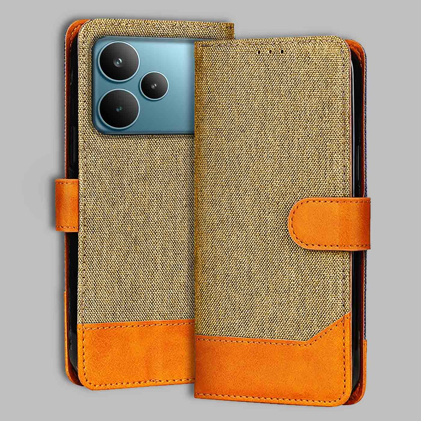 Accesorios Realme P4 Pro 5G denim flip cover – Light Brown – Image 1 #color_light b