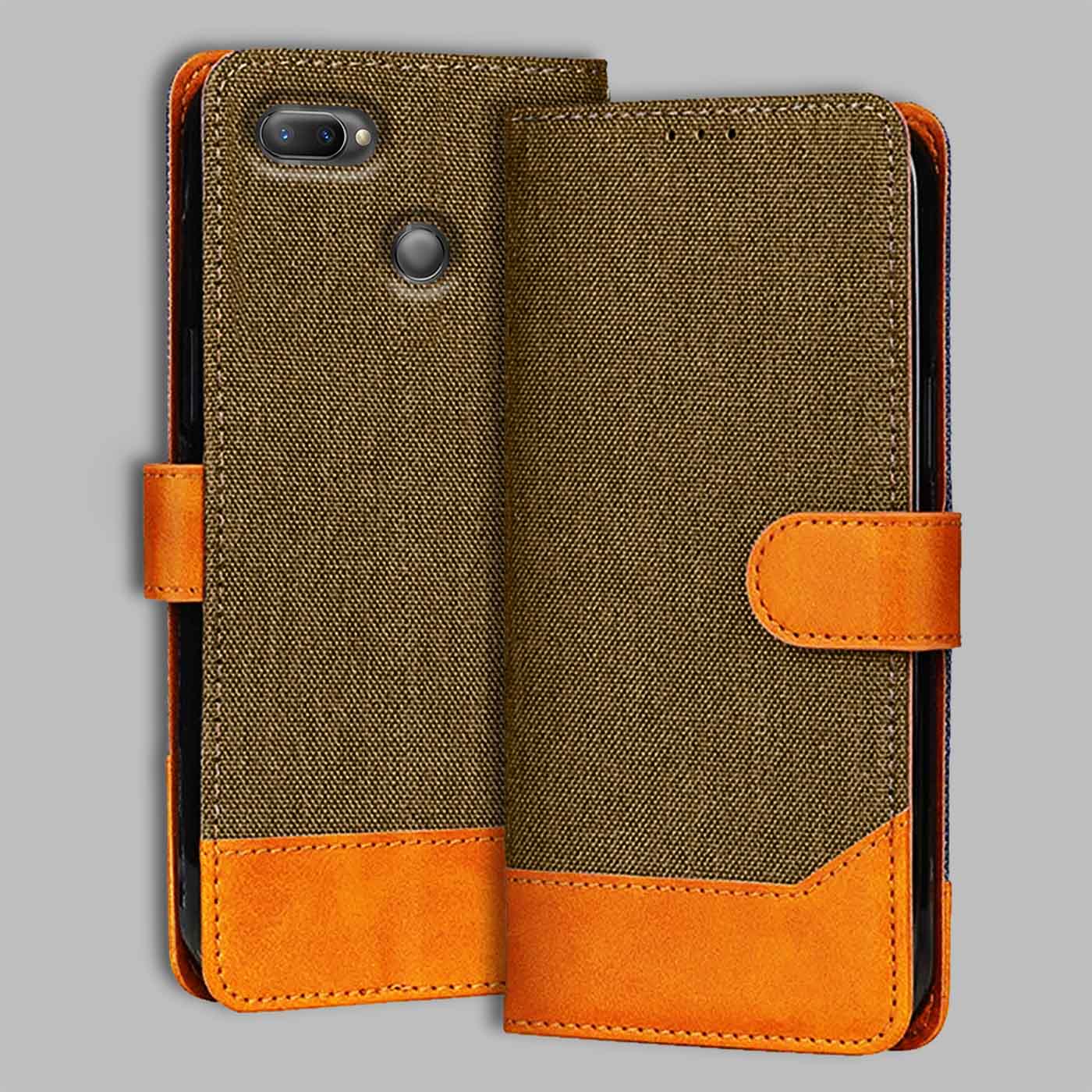 Accesorios Realme U1 denim flip cover – Dark Brown – Image 1 #color_dark b