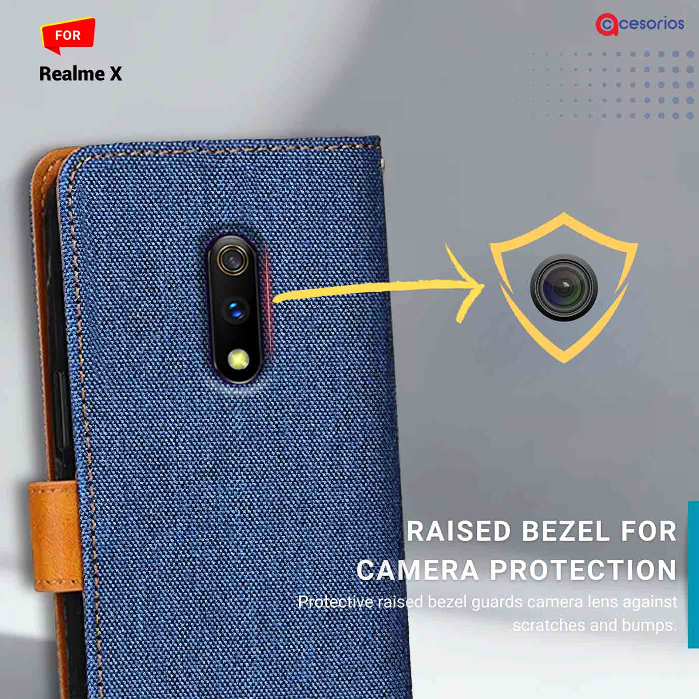 Accesorios Realme X denim flip cover – Blue – Image 2 #color_