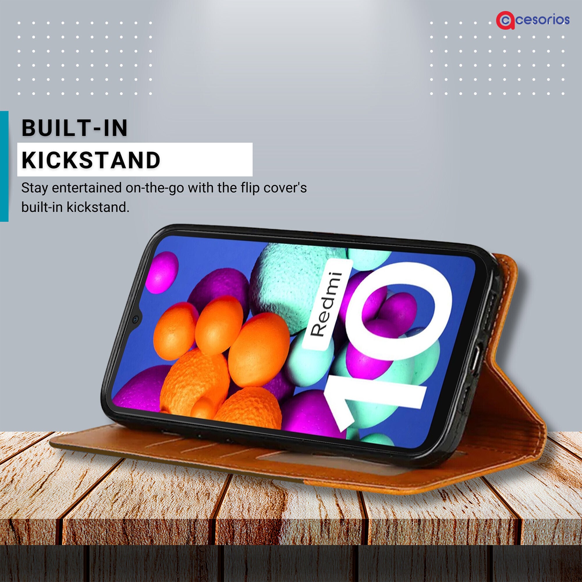 Accesorios Redmi 10 denim flip cover – Dark Brown – Image 4 #color_dark brown