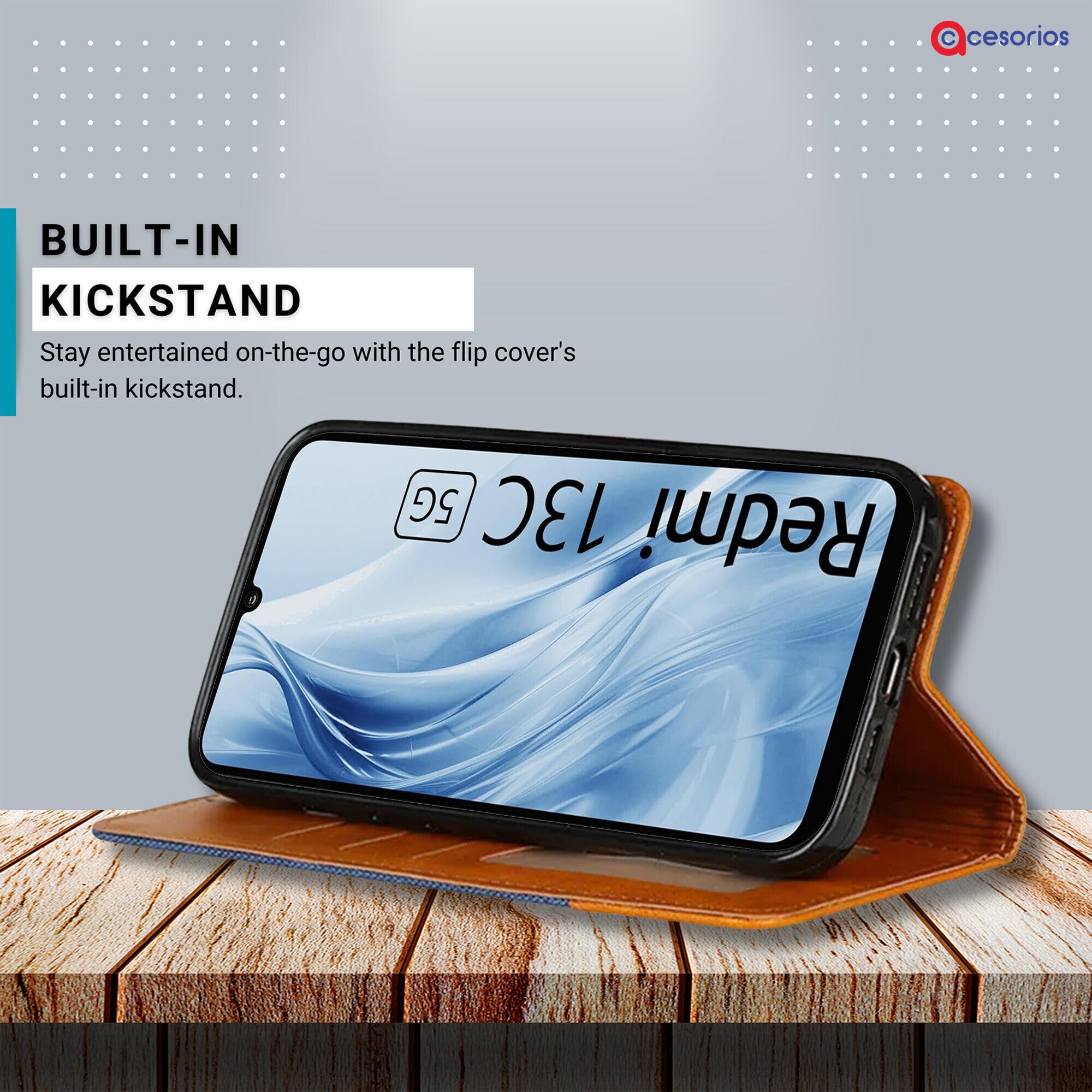 Accesorios Redmi 13C 5G denim flip cover – Blue – Image 4 #color_blue