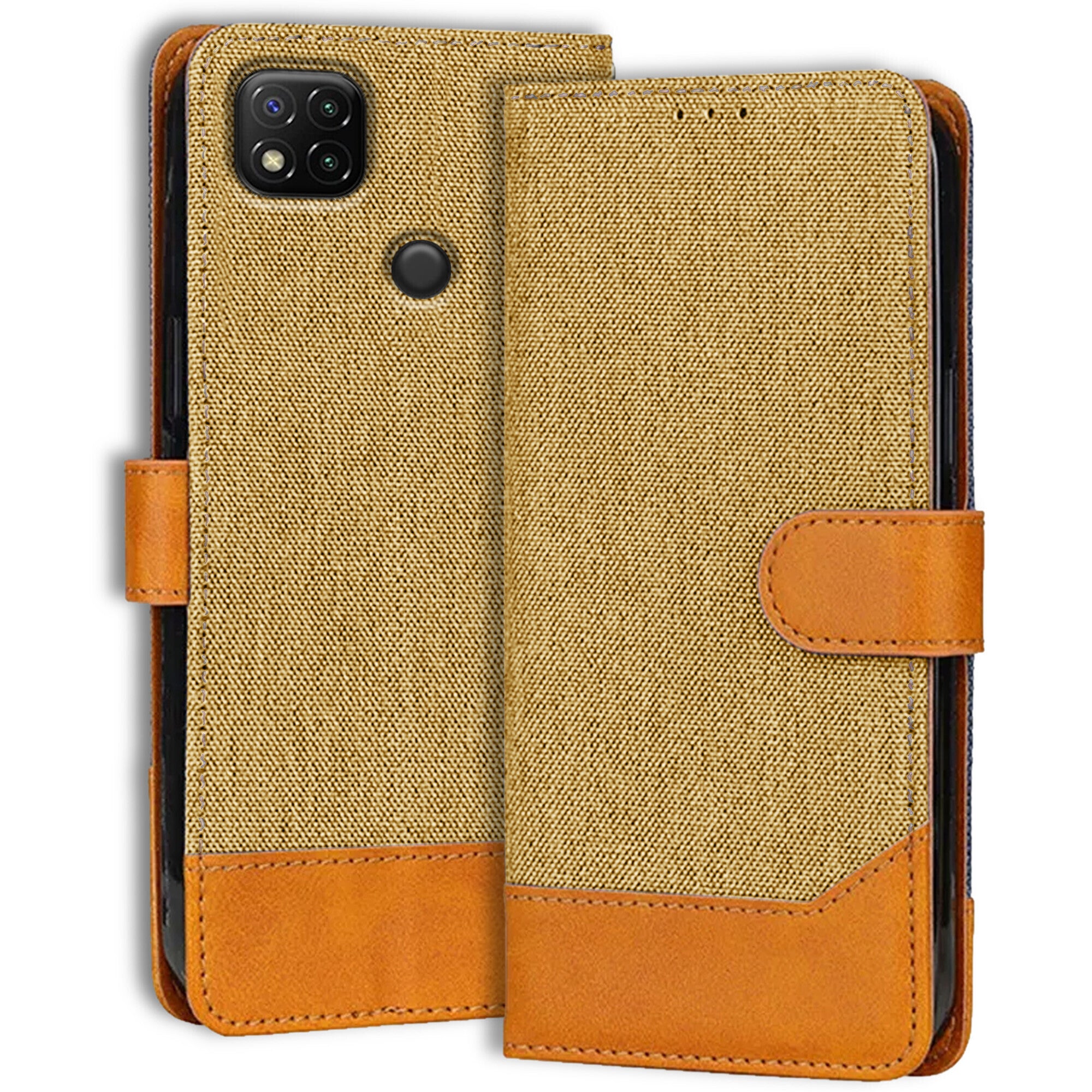 Accesorios Redmi 9 Activ denim flip cover – Light Brown – Image 1 #color_light brown