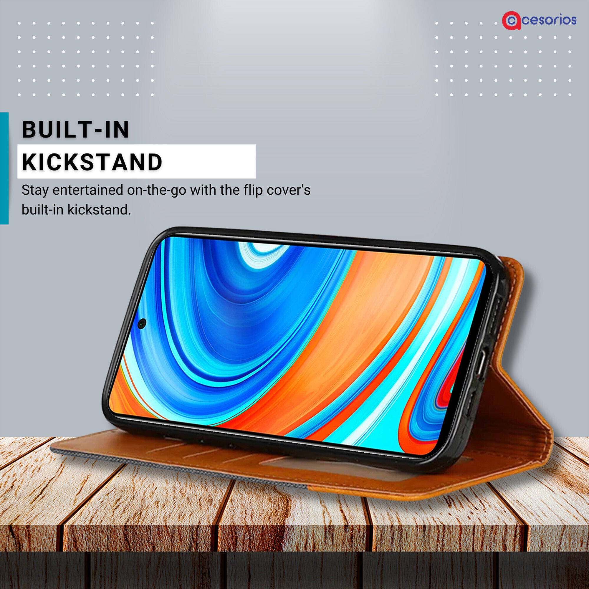 Accesorios Redmi Note 9 Pro Max denim flip cover – Grey – Image 4 #color_grey