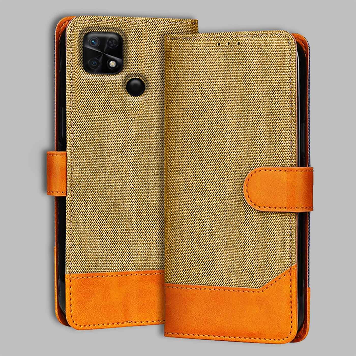 Accesorios Redmi 10 denim flip cover – Light Brown – Image 1 #color_light b