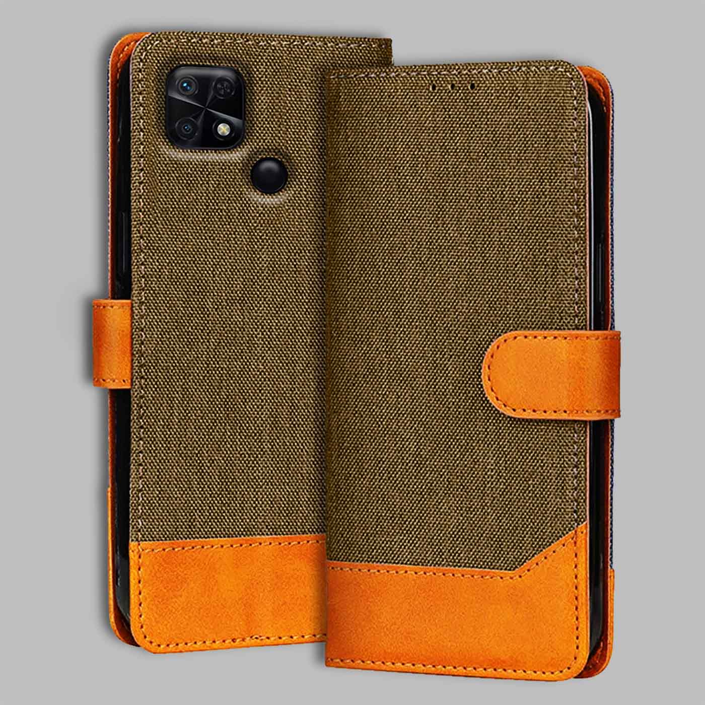 Accesorios Redmi 10 Power denim flip cover – Dark Brown – Image 1 #color_dark b