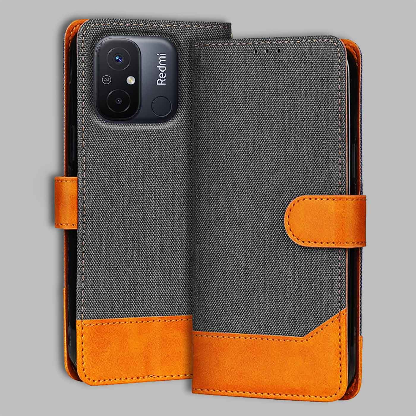 Accesorios Redmi 12C denim flip cover – Grey – Image 1 #color_