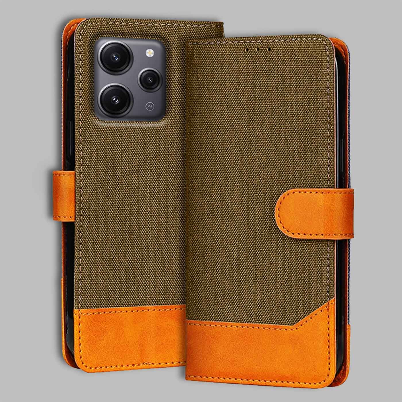 Accesorios Redmi 12 5G denim flip cover – Dark Brown – Image 1 #color_dark b