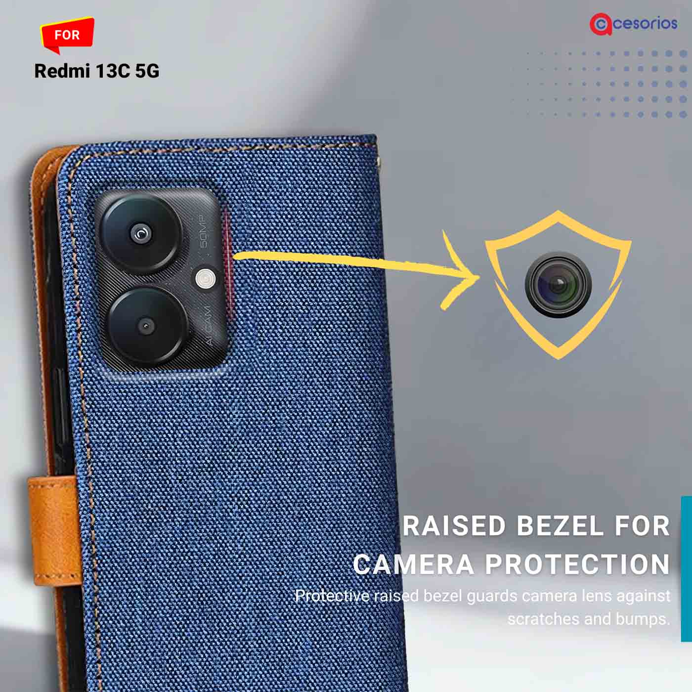 Accesorios Redmi 13C 5G denim flip cover – Blue – Image 2 #color_