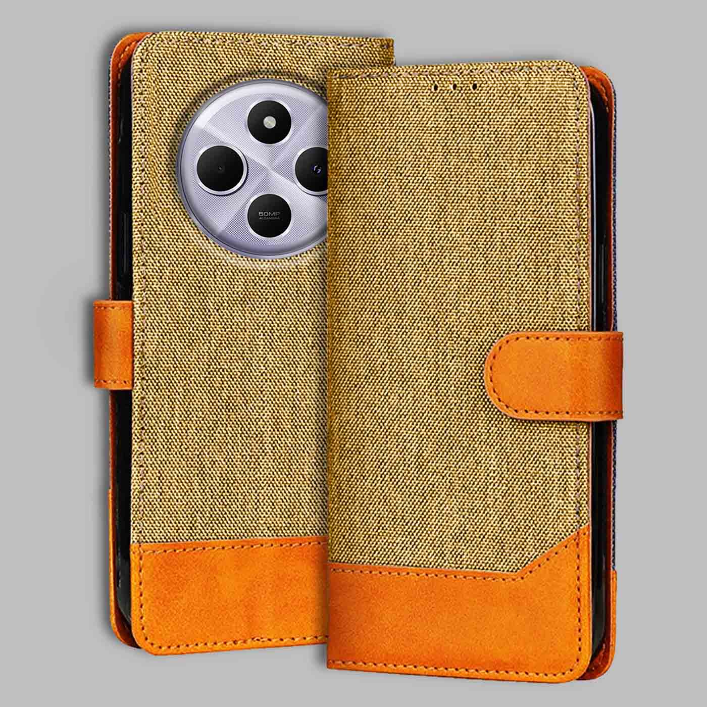 Accesorios Redmi 14C 5G denim flip cover – Light Brown – Image 1 #color_light b