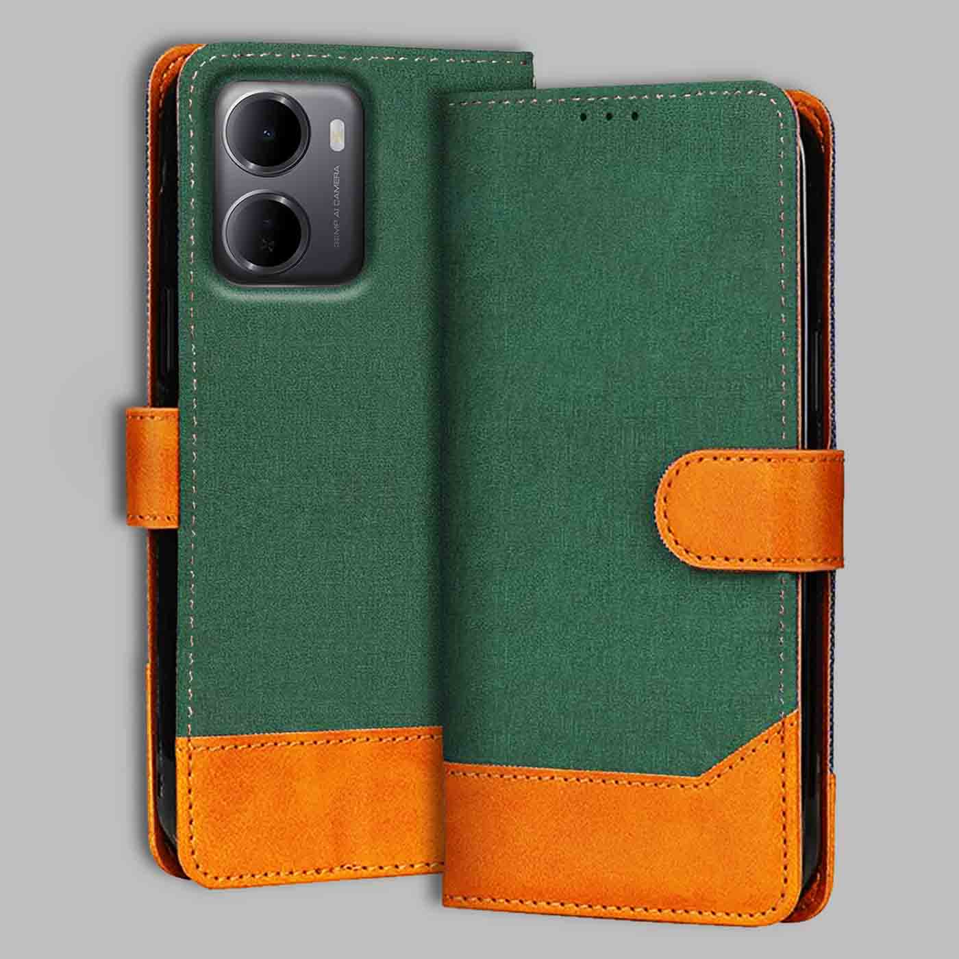 Redmi 15A 5G flip cover in Forest Green — front view by Accesorios