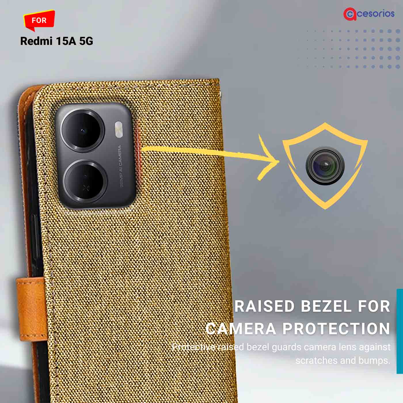 Denim & Leather back panel — Redmi 15A 5G mobile case