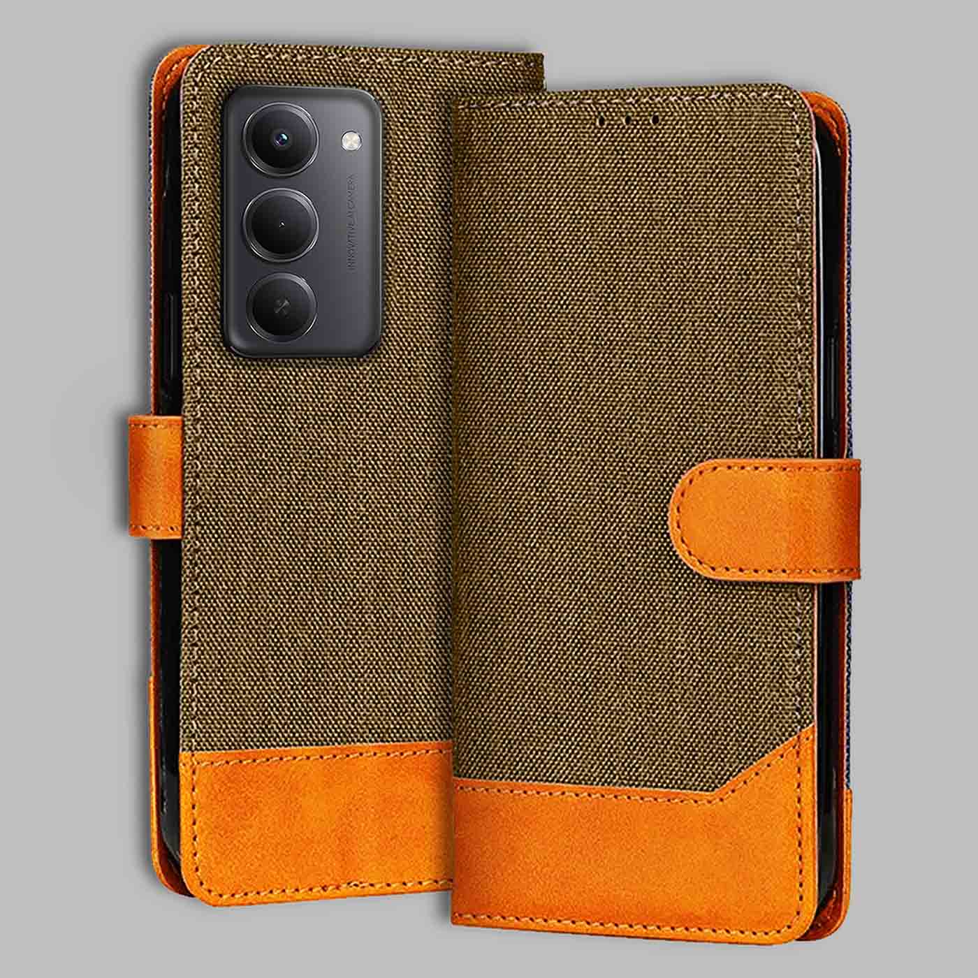 Accesorios Redmi 15 5G denim flip cover – Dark Brown – Image 1 #color_dark b