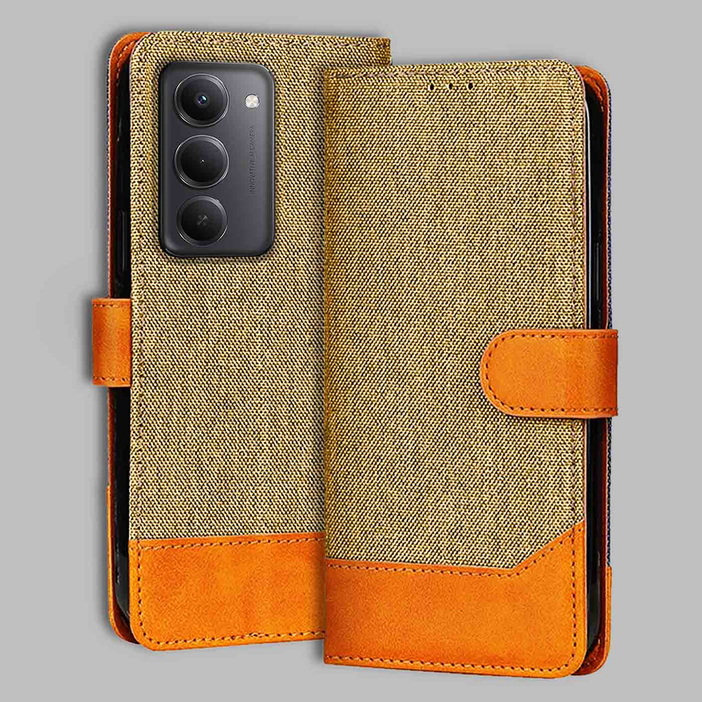 Accesorios Redmi 15 5G denim flip cover – Light Brown – Image 1 #color_light b