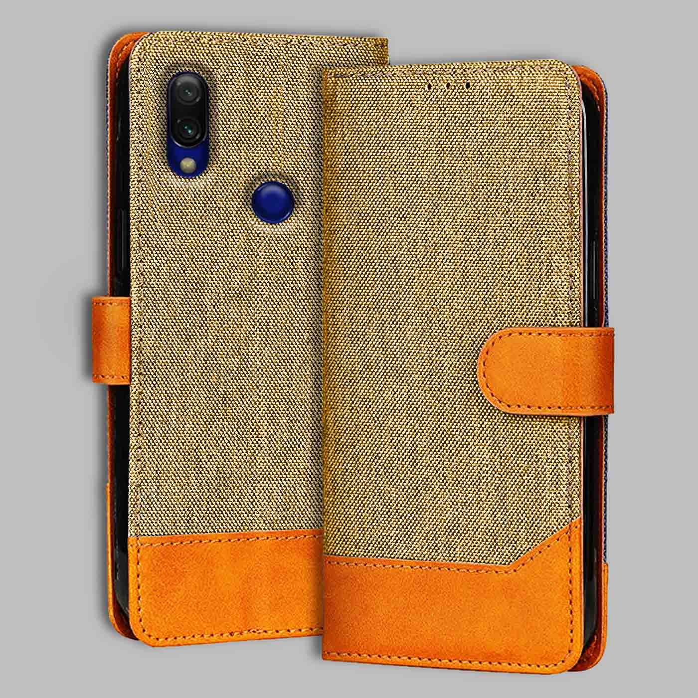 Accesorios Redmi 7 denim flip cover – Light Brown – Image 1 #color_light b