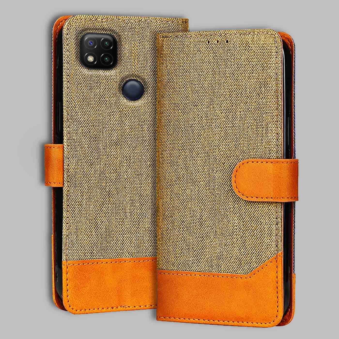 Accesorios Redmi 9 denim flip cover – Light Brown – Image 1 #color_light b